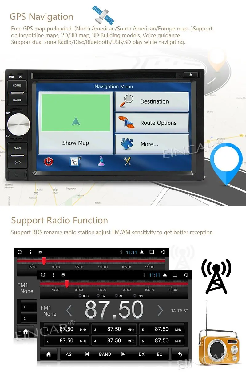 Cheap 2 din Wifi Mirrorlink Android 7.1 Car Audio Stereo in Dash Car DVD Player HD Video Unit with GPS Navigation Free Back Camera 3