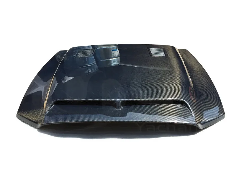 2010-2014 Ford Mustang Shelby GT500>&V6 TruCarbon A53KR Style Ram Air Hood CF (2)
