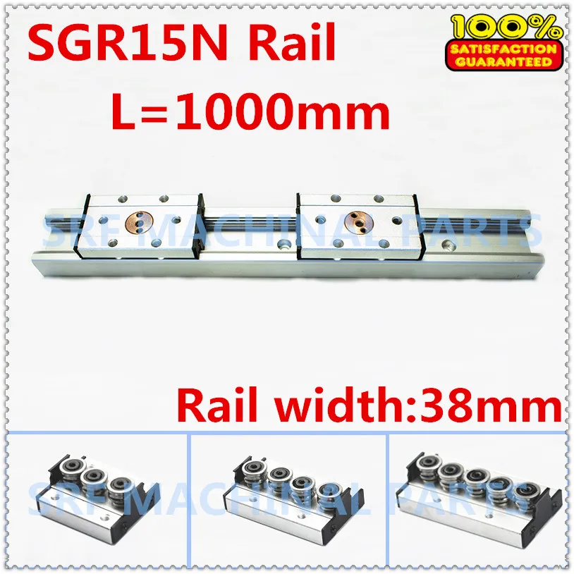 

1pcs Silver aluminum Double axis roller linear guide SGR15N L=1000mm +1pcs SGB15N block linear Motion slide rail for CNC part