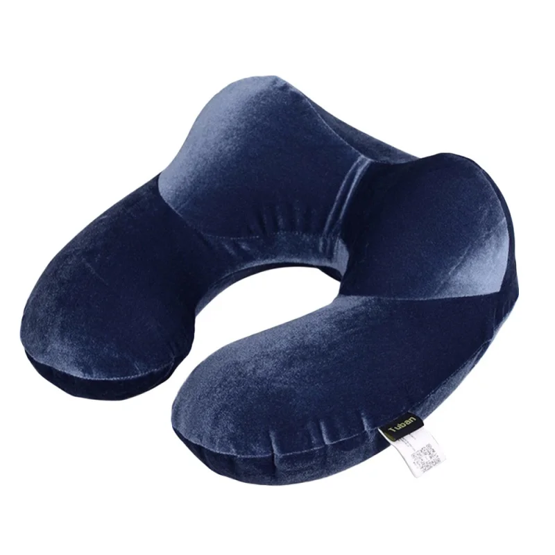 U-образная подушка для путешествий, надувная подушка для шеи, комфортная Подушка для сна, аксессуары для путешествий, 4 цвета, чехол для подушки из текстиля - Цвет: Темно-синий
