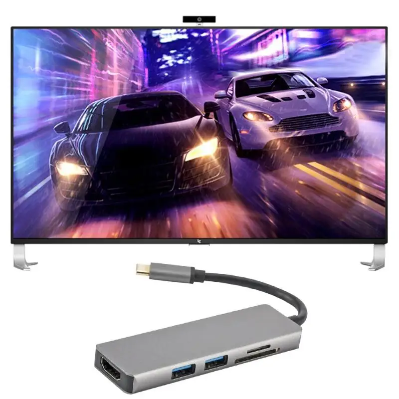 5 в 1 Алюминиевый тип-c до 2xUSB3. 0 концентратор+ HDMI+ SD TF Card Reader адаптер провода