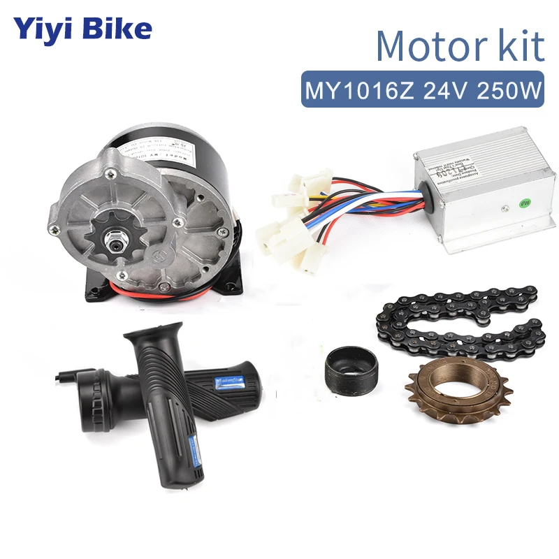 Kit de Bicicleta dc para Diy Kit de Conversão com Corrente do Controlador do Acelerador Elétrica Escovado Motor E-scooter Bicicleta 24v 250w
