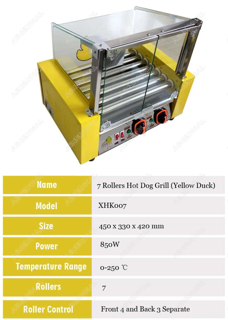 HK007 Electric Hot Dog Grill Stainless Steel Ham Sausage Hot Dog Roller Steamer Boiler Cooking Machine with Cartoon Style
