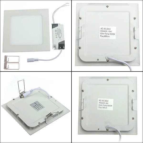 Luz de Teto Led para Baixo Watt Quadrado Recesso Cozinha Banheiro Lâmpada Ac85-265v Luz Branco Quente - Fresco 25 Led 4 Luzes e Iluminação
