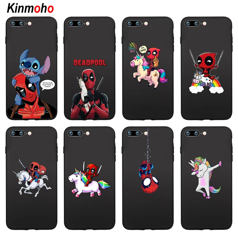 

Deadpool Ride Unicorn Pattern Design Soft Black TPU Phone Cases Cover for Iphone 8 7 6 6S Plus 5S SE X XR XS MAX Coque Funda