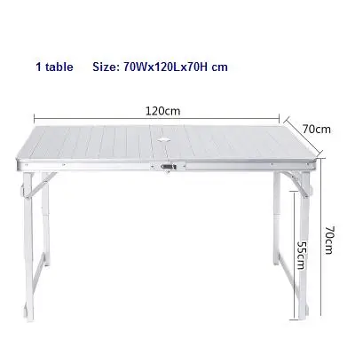 Открытый Отдых полностью алюминиевый пляжный киоск для пикника Рыбалка водительский подъемник портативные складные столы и стулья - Цвет: 1table70x120x70Hcma