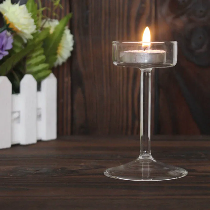 

European High Candlestick Glass Candle Holder Romantic Dinner Decoration MF999