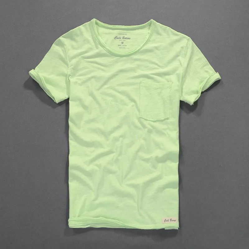 Летняя мужская футболка, брендовая, Бамбуковая, хлопковая, с коротким рукавом, однотонная, хлопок, футболка для мужчин, Заводская, с круглым вырезом, Мужская футболка, camiseta
