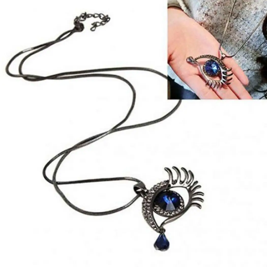 Women Fashion Rhinestone Fake Eyelash Sweater Lobster Claw Clasp Chain Casual Party Necklace Silver Snake | Украшения и