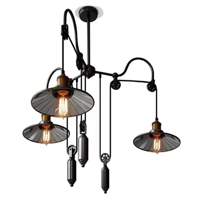 Antique Lift Pulley Pendant Lights Ac Adjule Lamps 3 Antique Lift Pulley Pendant Lights Ac