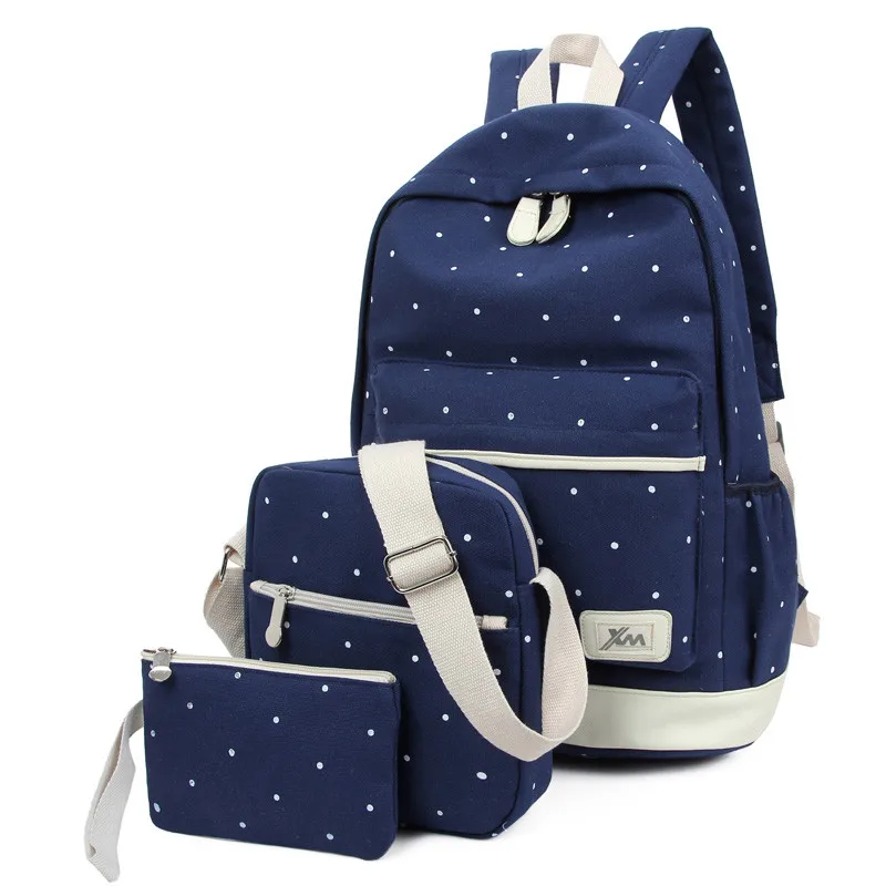 EXCELSIOR Новый 3 шт. женский рюкзак Набор для подростков обувь девочек холст свежий с принтом в горошек модные сумки весенний стиль
