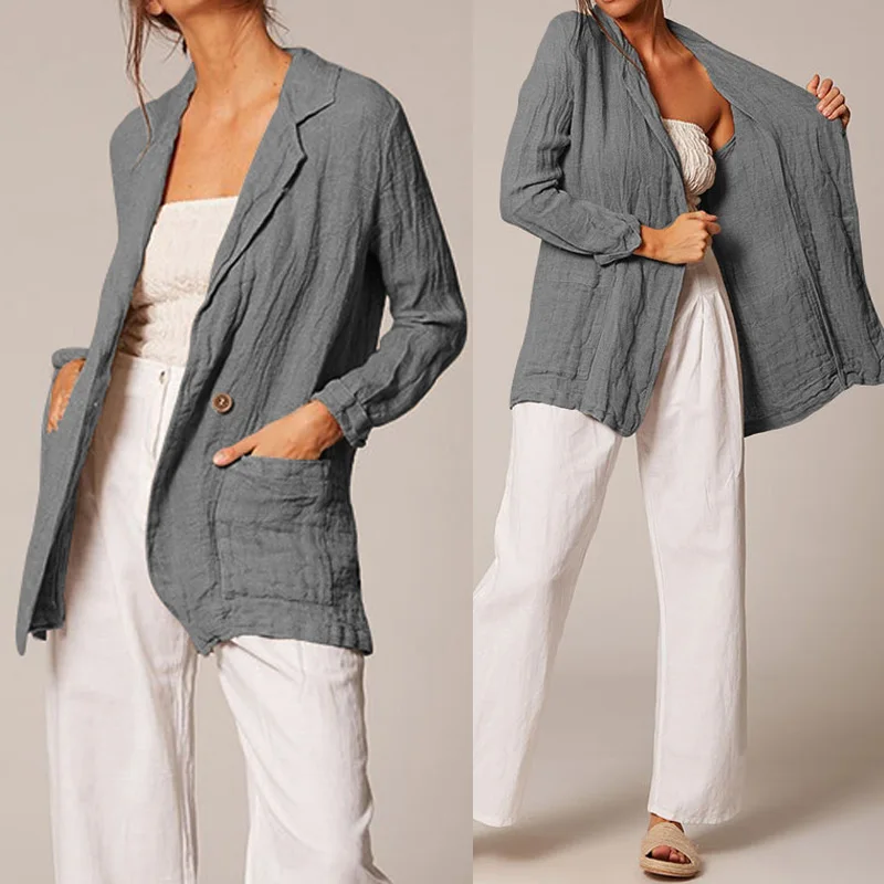 

S-5XL Women Vintage Blazers Kimono Cardigan 2019 Celmia Autumn Single Button Long Sleeve Casual Solid Coats Suits Female Jackets