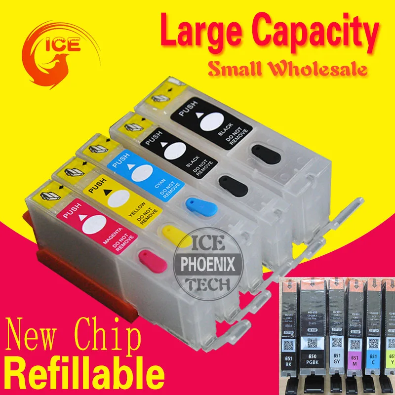 

For Canon iP7260 iP8760 iX6860 iP 7260 8760 iX 6860 Ink cartridge PIxma printer 5 Color refillable ink cartridge PGI650