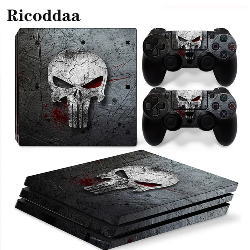 

Skull Design Viny Decal Sticker For PS4 Pro Console + 2 Controller Skin Sticker For Sony Playstation 4 Pro Game Accessories