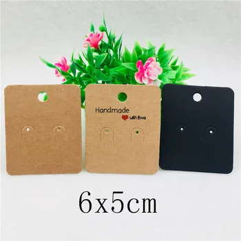

100Pcs/Lot Craft Paper Handmade With Love Square Earring Ear Drop Display Cards For Ladies Accessory Jewelry Package Hang Tags