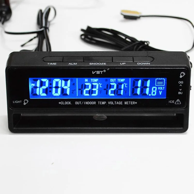 3 in 1 Digital LCD Auto Clock Thermometer Voltmeter with Backlight Car Accessories Voltage Temperature Monitor Display Watch