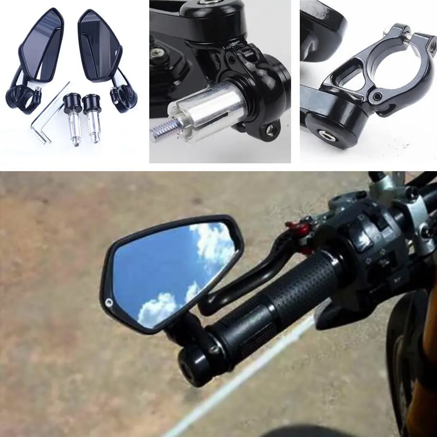 ZXW 7//8 Inch 22Mm Motorcycle Handlebar Rearview Mirror Oval CNC Billet Aluminum Blue Anti-glare Motorcycle Side Mirror Gold