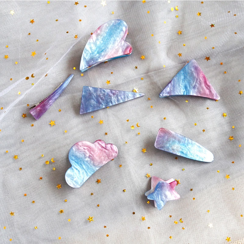 

New Cute Girls Colorful Pentagram Heart Cloud Hairpin Women Fashion Hair Clips Headband Headwear Barrettes Kids Hair Accessories