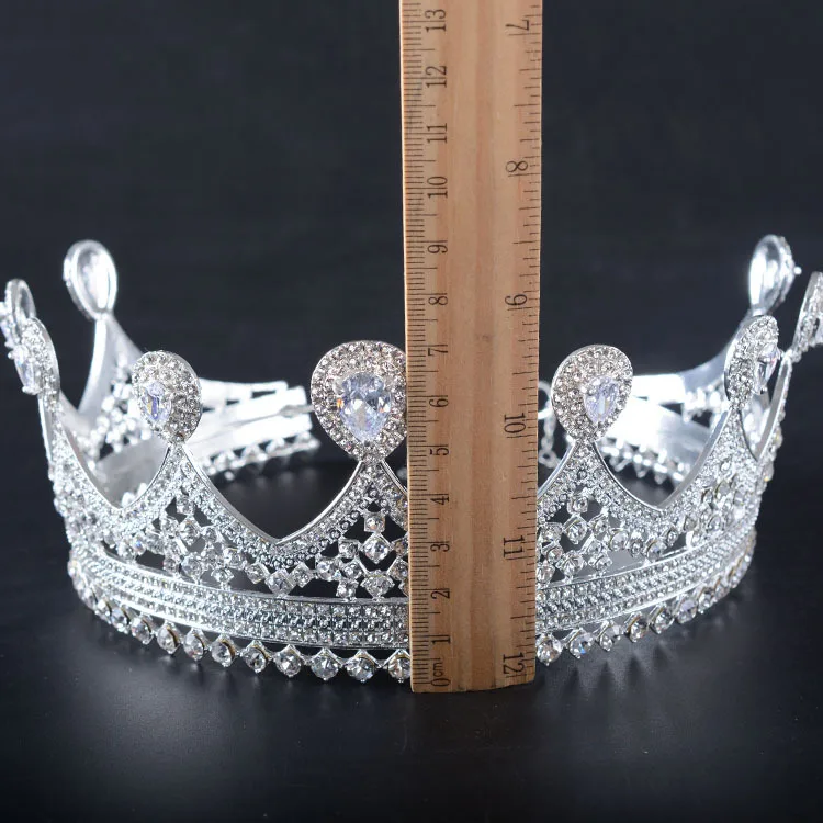 Woodqiqi Korean princess big crown wedding jewelry headdress European bride round crown headdress hair ornaments round crown (4)