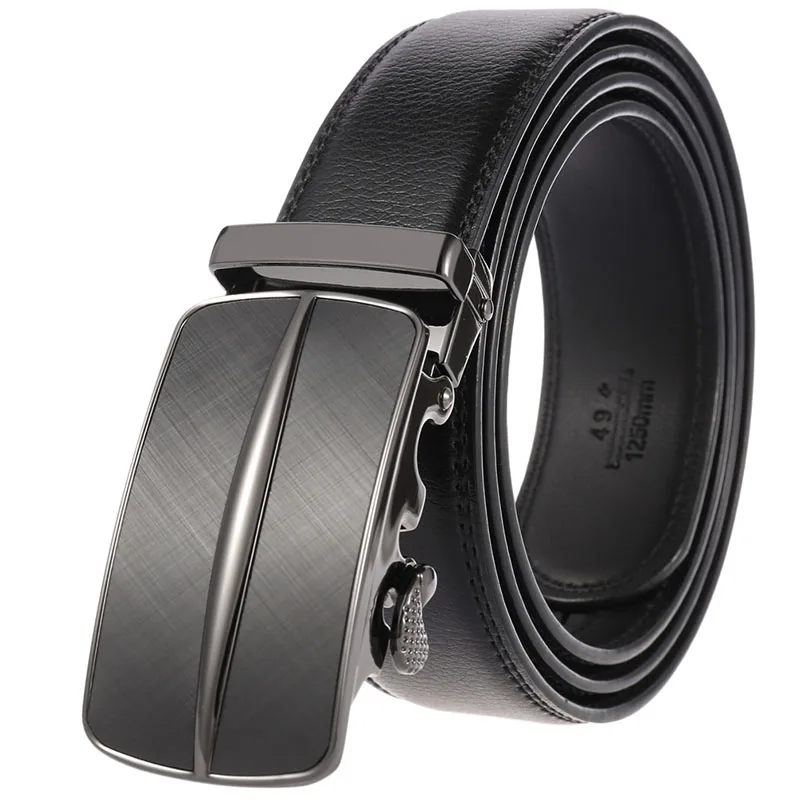 New Luxury Brand Leather Men Belt Slide Ratchet with Automatic Buckle Male Belts Designer Mens Dress Casual Golf Gift | Аксессуары для
