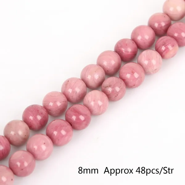Родонит: 4-12 мм круглый натуральный Родохрозит камень бисер розовый бисер «сделай сам» для изготовления ювелирных изделий прядь 1" - Цвет: 8mm 48pcs