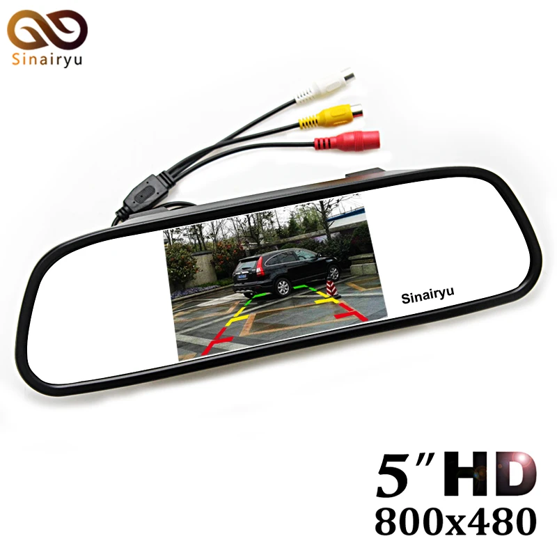 5 Digital Color TFT 800 480 LCD Car Parking Mirror Monitor 2 Video Input For Rear