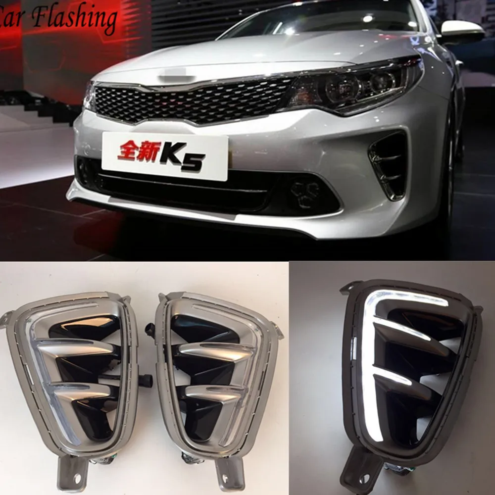 

Car Flashing 1pair LED DRL Daytime Running Light Daylight Signal fog lamp Styling Auto Drive lights For Kia K5 Optima 2016 2017