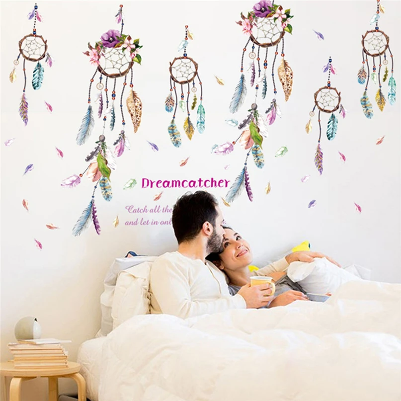 

Stickers wall decor Dream catcher Feather Crafts Ornament Vinyl Wall Sticker Decal Bedroom Home Decor adesivo de parede #4DC26