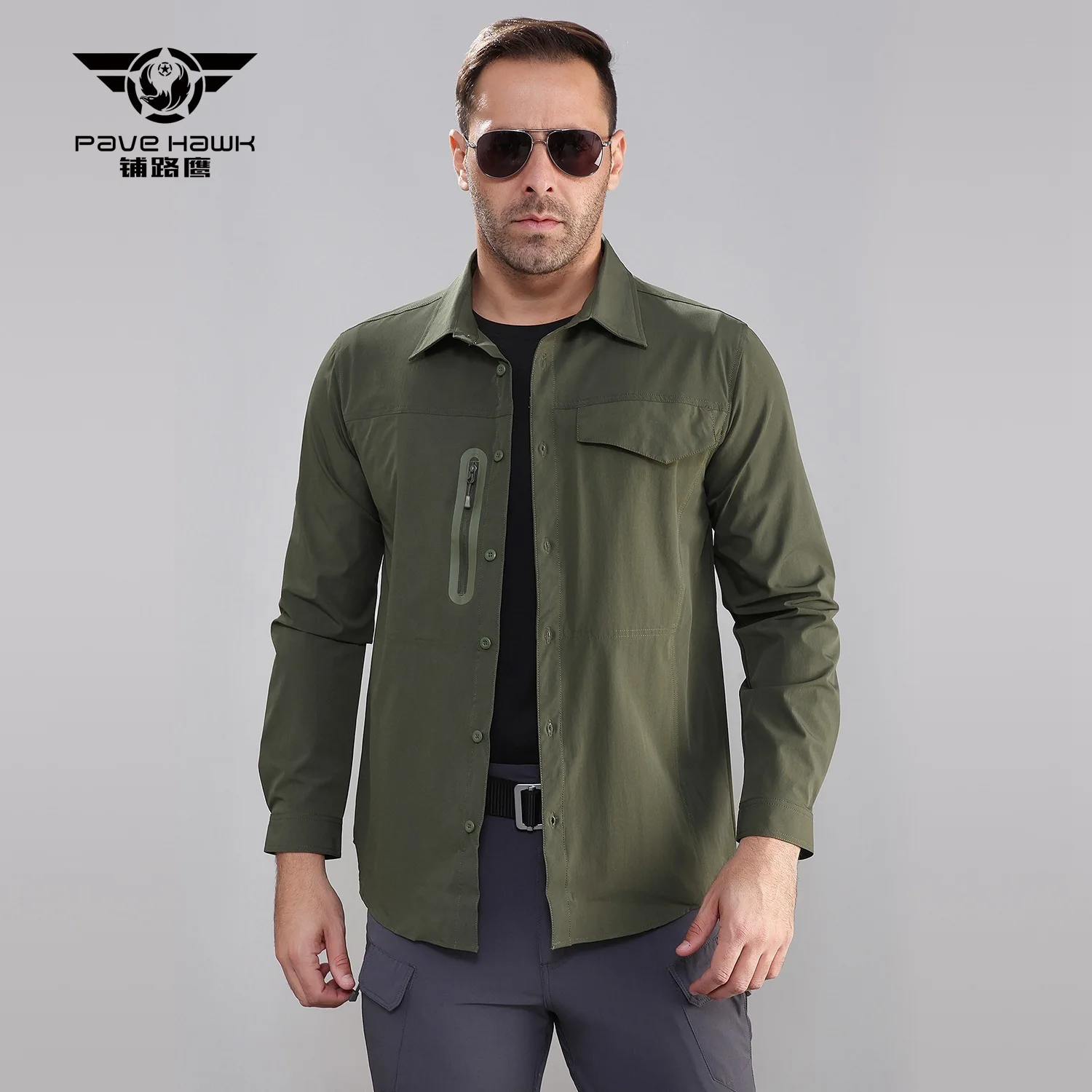 rápida camisa militar ao ar livre caminhadas