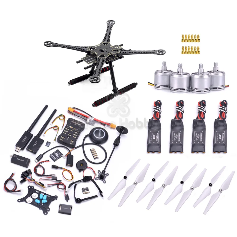 

S500 Quadcopter Frame Kit w/ Pixhawk 2.4.8 M8N GPS PM Minim OSD Telemetry PPM I2C RGB 2312 920kv Motor 40A ESC 9450 Propeller