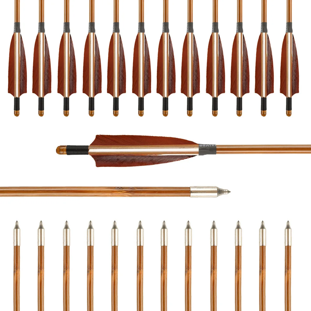 

12x 32" Traditional Bamboo Arrows for Target Archery longbow Compoundbow and Recurve Bow Hunting