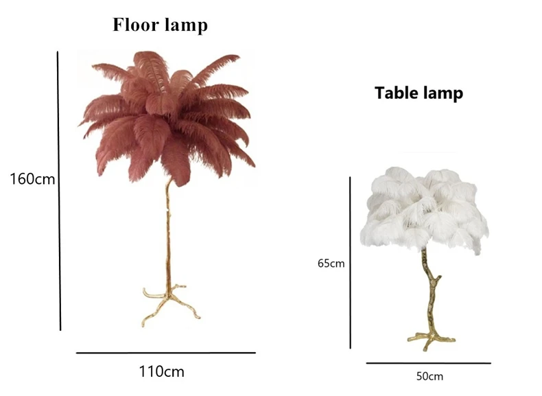 Скандинавские страусиные перья, полимерный торшер, трипот, золото, медь, латунь, стоячие лампы для гостиной, дерево для домашнего декора, форма, стоячий светильник