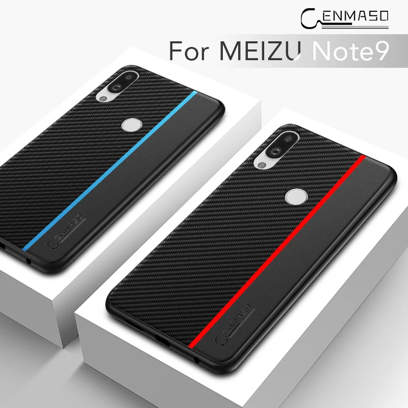 

For MEIZU Note 9 Case CENMASO Original Luxury Fiber Genuine Leather Back Cover Ultra Thin Full Fitted For Meizu Note 9 M9 Case