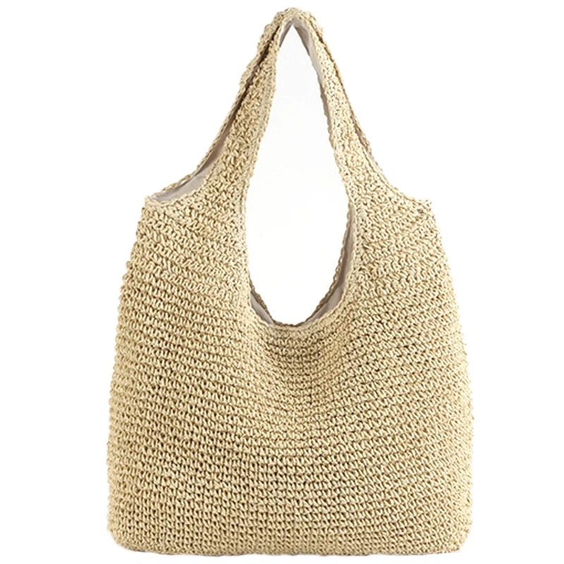 

Korean Version Ins Wind Beach Holiday Style New Handmade Woven Bag Shoulder Simple Solid Color Wild Straw Bag