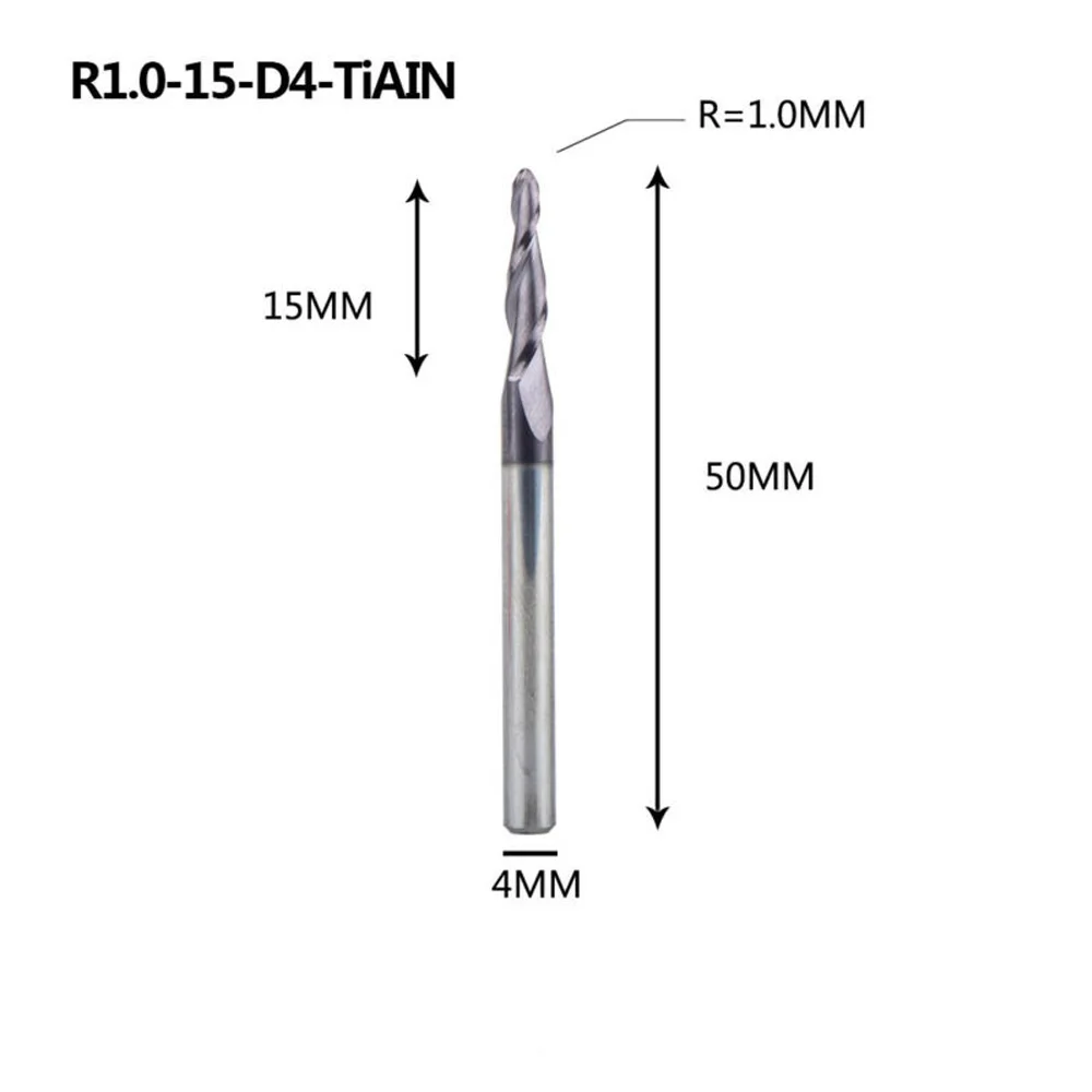 

4pcs HRC55 Tapered Ball Nose End Mill Kit 4mm Shank CNC Router Carving Bits Wearing Resistance