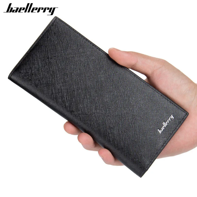 

Baellerry Men Slim Wallets Long Card Holder Thin wallet Purse Simple Top Quality Fashion PU Leather Striped Wallet For Men