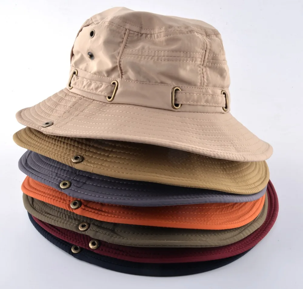 TQMSMY Solid color men's Bucket Hats women Breathable mesh Sun Hat Unisex  Summer Panama cap men