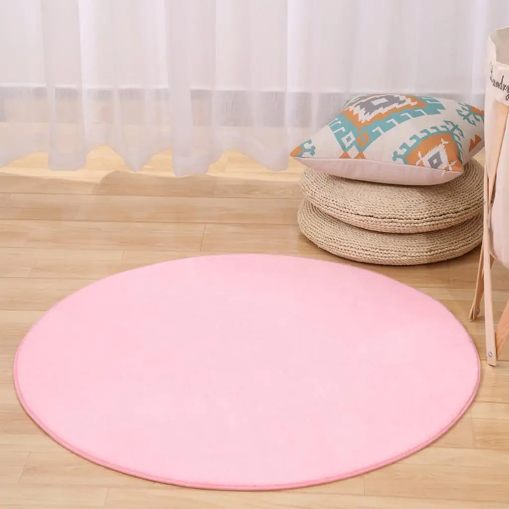 Pink Round 100cm Soft Comfortable Plush Tent Rug Mat Kids Bedroom Floor Carpet Indoor Activity Accessory