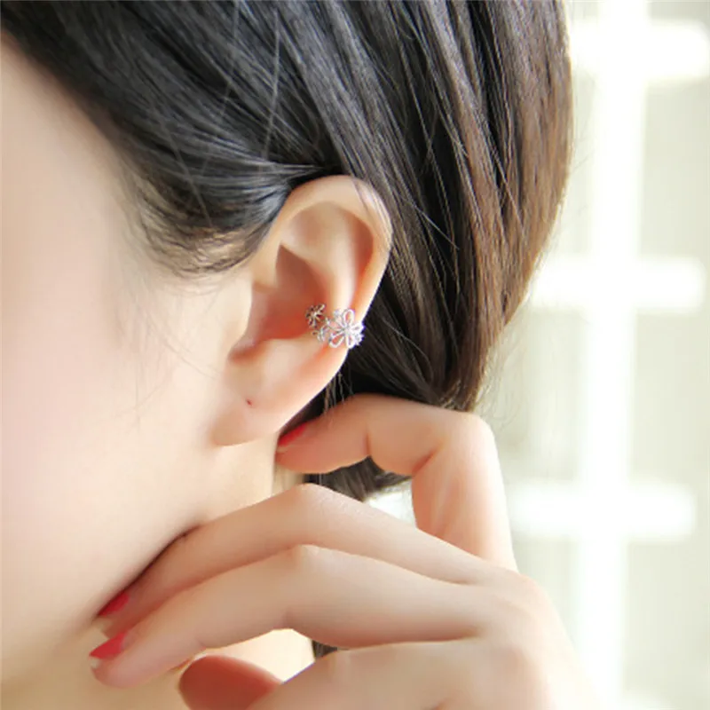 

Romad Fashion Flower Clip Earrings Women Silver Gold Color Ear Cuff Cartilage Punk Earrings Pendientes Jewelry for Women Z3
