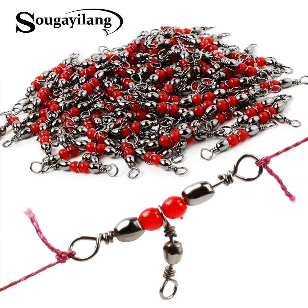 

Sougayilang Fishing Swivel Rolling Swivels Brass Barrel 3-way Fishing Swivel Tangle Fishing Tackle Accessories Pack of 100pcs