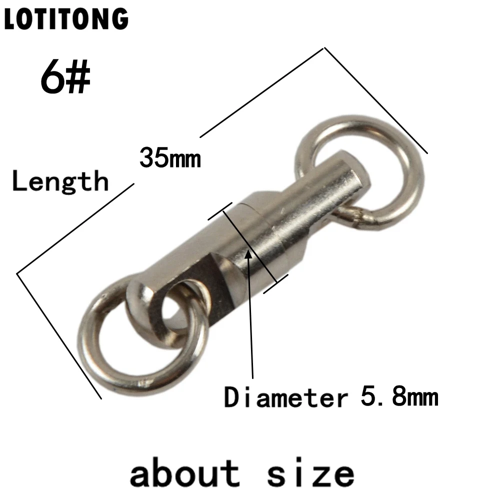Lotitong 10 шт./лот Нержавеющая сталь тип столбца вращающееся кольцо подшипника поворотной Рыбалка поворачивается Крюк Приманка Разъем рыбы Интимные аксессуары - Цвет: Size 6