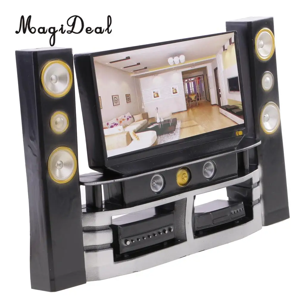 1/6 Scale Dollhouse Miniature TV+Long Sofa+Fan Set Living Room Furniture Decoration for Dolls Action Figures Accessory