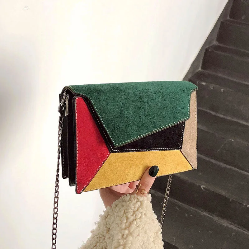 

2019 Panelled Designer Shoulder Bag Women Small Square Bags New Luxury Patchwork Leather Handbag Ladies Chain Sac Bolsa Feminina