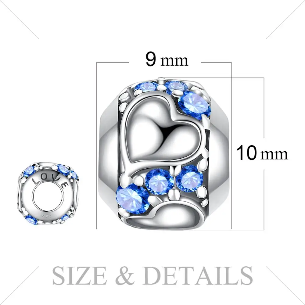 JewelryPalace верное сердце 0.4ct синий кубический цирконий 925 пробы Серебряный Шарм бусины Новинка года Лидер продаж красивые подарки