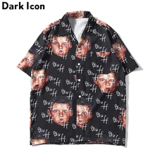 Темная икона блеф мальчик полная печать хип хоп рубашка уличная летняя с коротким рукавом мужские рубашки уличная одежда