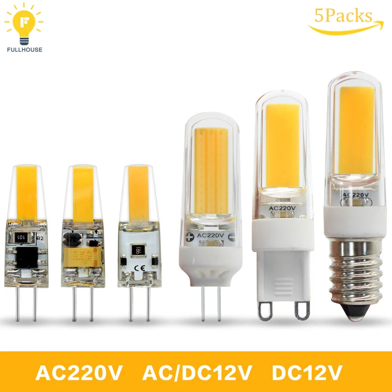 5 шт./лот 2018 Новый светодиодный светильник G4 G9 E14 AC/DC 12 V 220 6 W 9 COB лампы для
