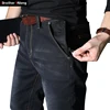 2023 New Men's Brand Jeans Loose Straight Elastic Anti-theft Zipper Denim Pants Male Big Size 40 42 44 46 48 1