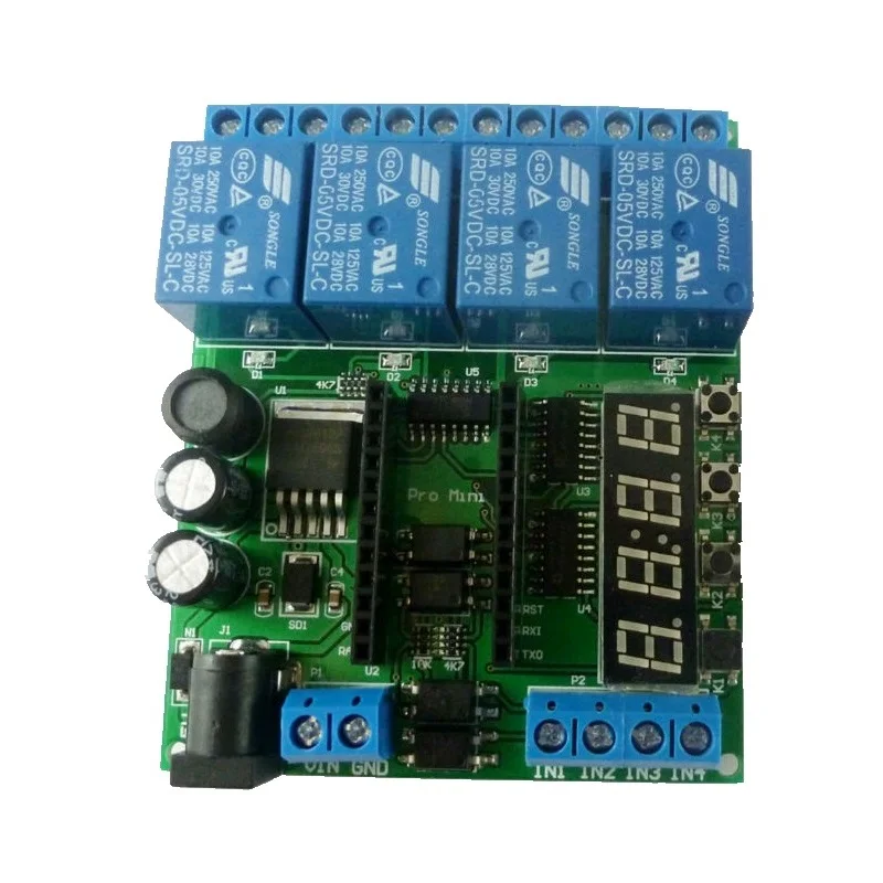 1 шт. DC 5-24 V 4ch Pro мини плата plc Релейный Щит модуль для Arduino светодиодный переключатель таймера задержки включения/выключения дисплея - Цвет: 4 channels