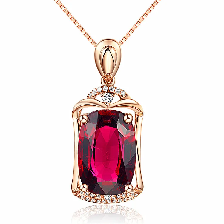 

MOONROCY Rose Gold Color Red Crystal Pendant Chain Necklace Chokers Jewelry Wholesale for Women Girls Dropshipping Jewelry