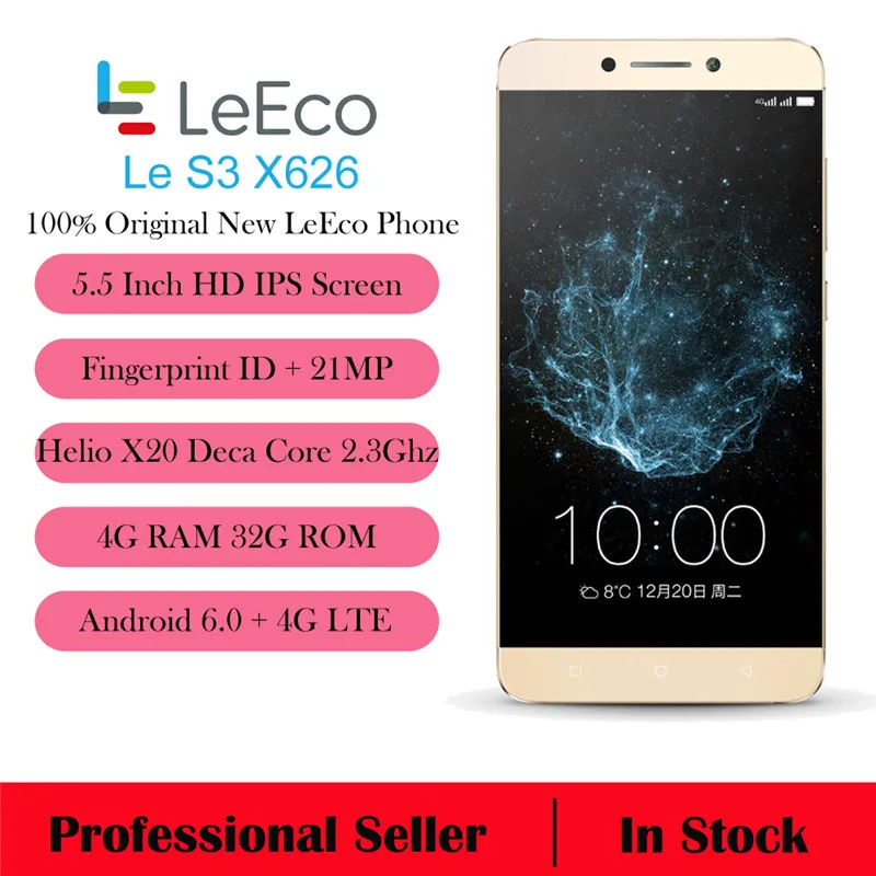 Оригинальный мобильный телефон Letv LeEco S3 X626 4glte 6 0 МП 4 Гб ОЗУ 32 ПЗУ Deca Core MTK6797 Android 5 3000
